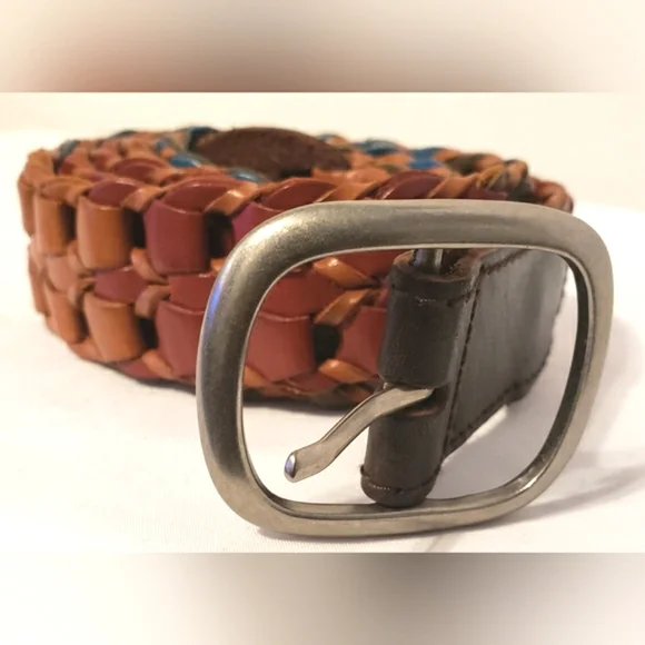 Multicolored Woven Womens Leather Belt Size 2XL Boho Western Southwestern - Picture 8 of 14